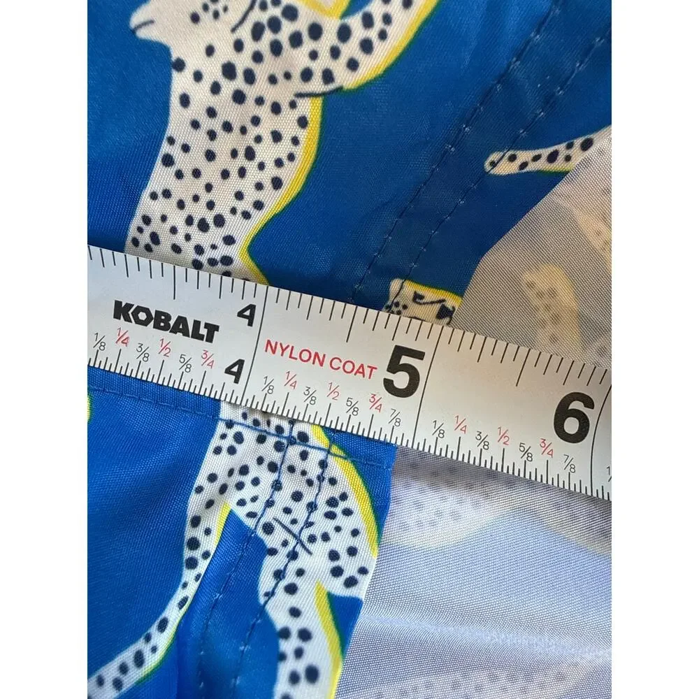 Boden Men's Cheetah Print Blue Swim Trunks Size Large